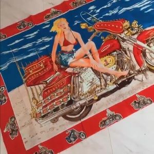 Vintage motorcycle pin up tapestry